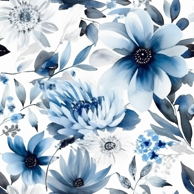 A floral pattern with blue flowers.