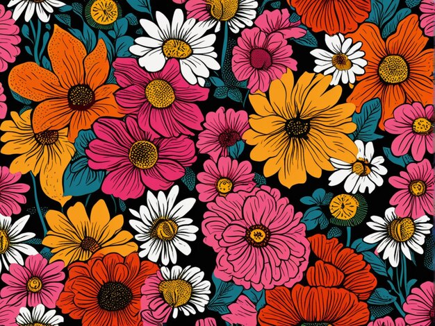 화려한 꽃 배경으로 꽃 패턴