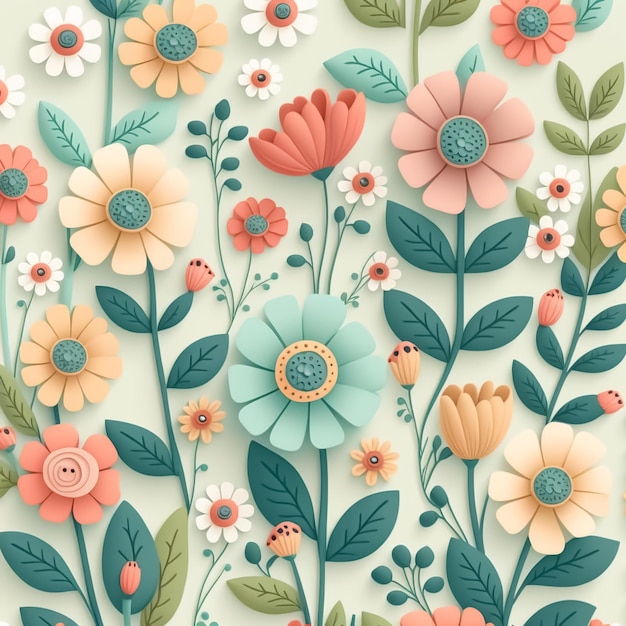 Floral pattern with colorful wild flowers