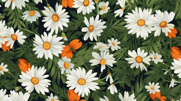Floral pattern with daisies ai generated