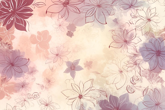 Photo floral pattern with decorative flowers and plants