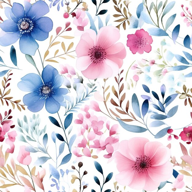 a floral pattern with different flowers on it