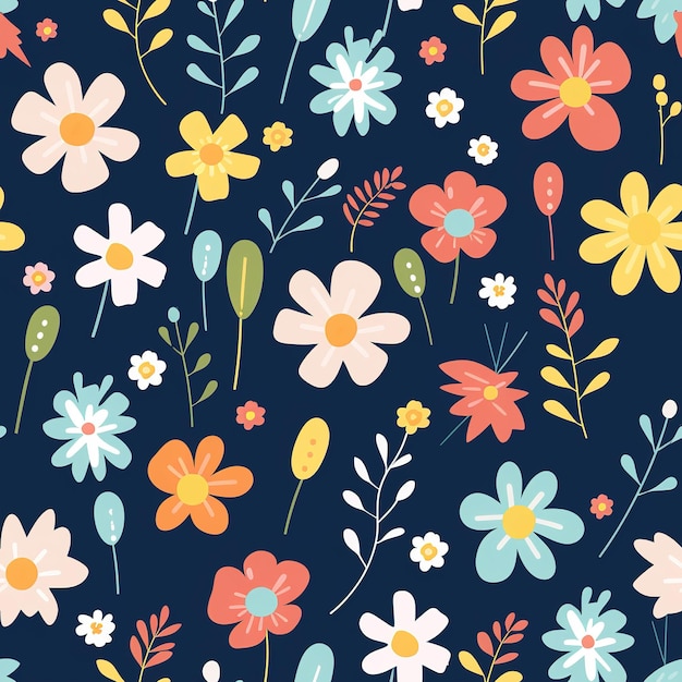 a floral pattern with different flowers and leaves