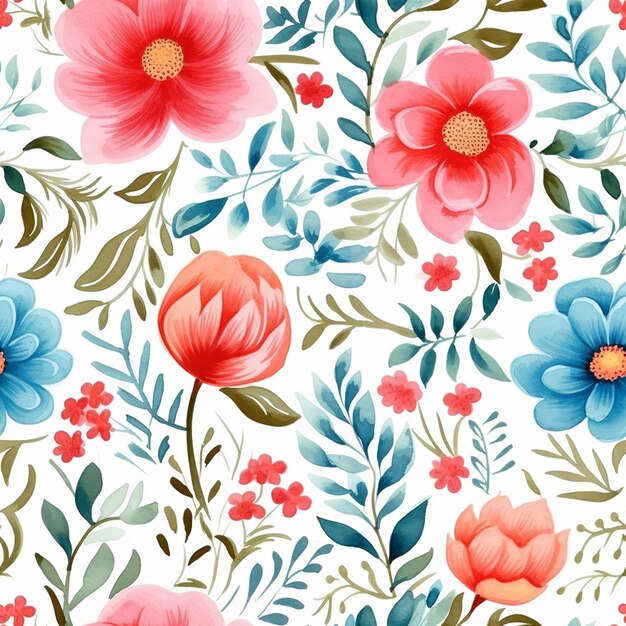 Photo a floral pattern with different flowers.