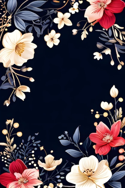 Photo a floral pattern with flowers and leaves on it