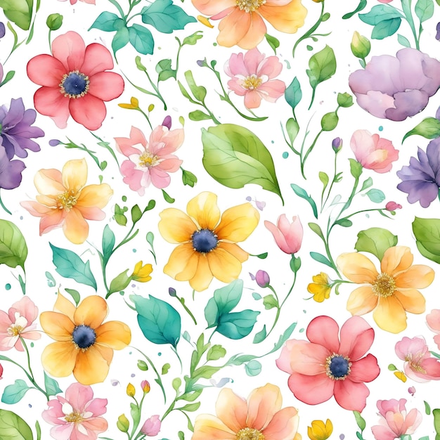 A floral pattern with flowers and leaves.