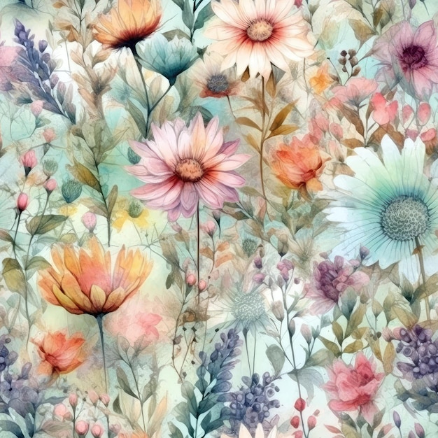 꽃과 식물이 있는 꽃무늬.