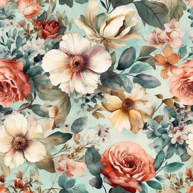 A floral pattern with flowers.