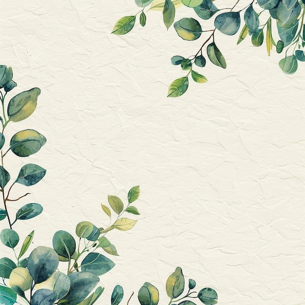 Photo a floral pattern with green leaves and branches