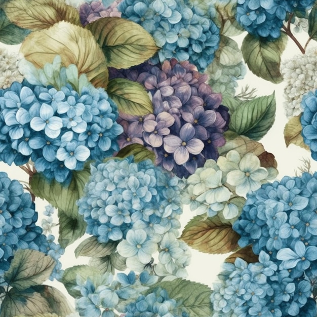 A floral pattern with hydrangea flowers.