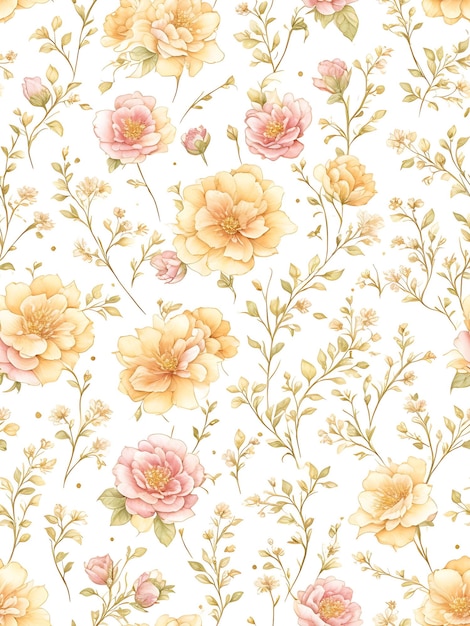 A floral pattern with leaves and flowers generative ai