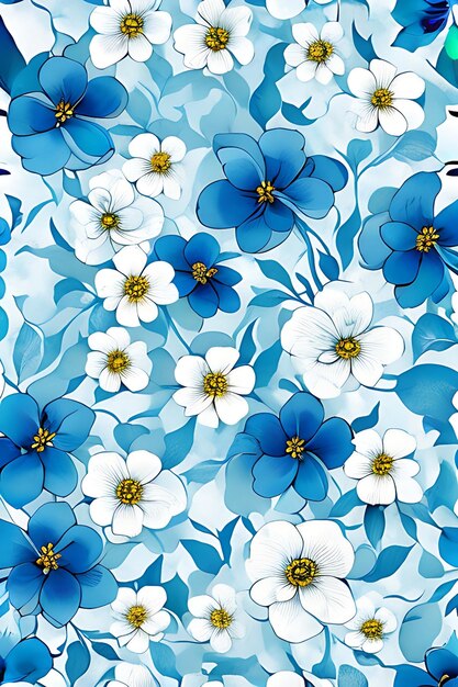 A floral pattern with leaves and flowers generative ai