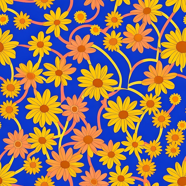 A floral pattern with leaves and flowers generative ai