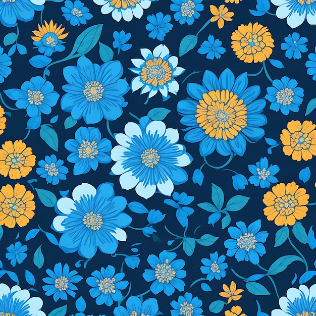 A floral pattern with leaves and flowers generative ai