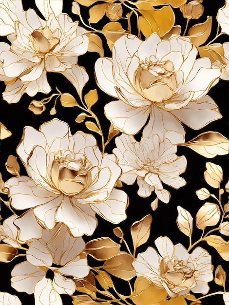 A floral pattern with leaves and flowers generative ai