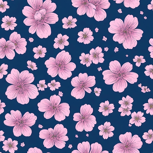 A floral pattern with leaves and flowers generative ai