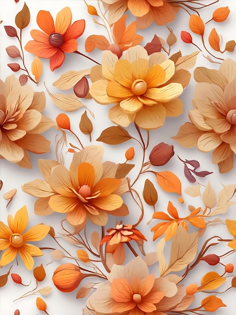 A floral pattern with leaves and flowers with generative ai