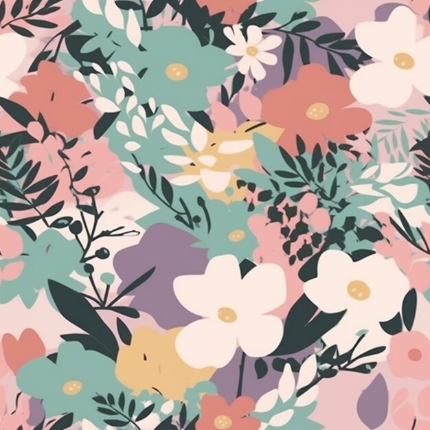 a floral pattern with many different colors and sizes generative ai