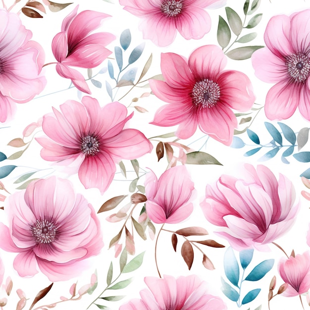핑크색 꽃이 달린 꽃 패턴