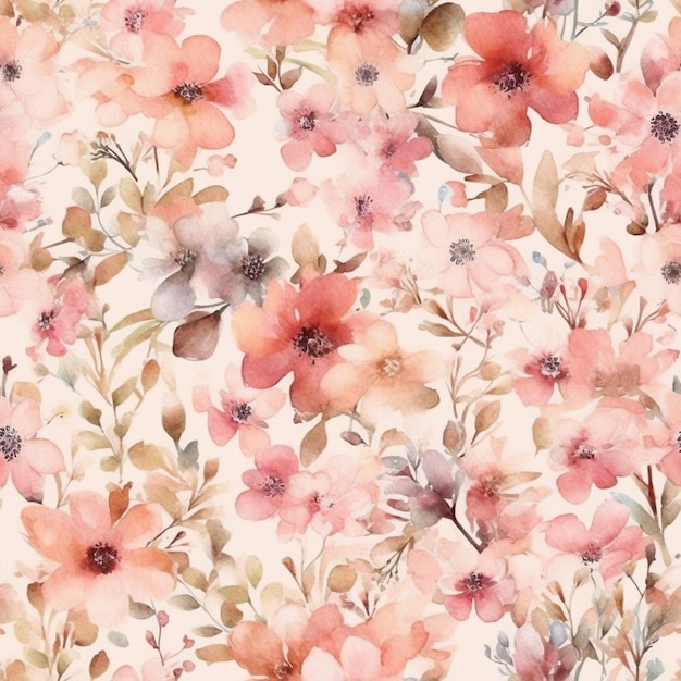 A floral pattern with pink flowers