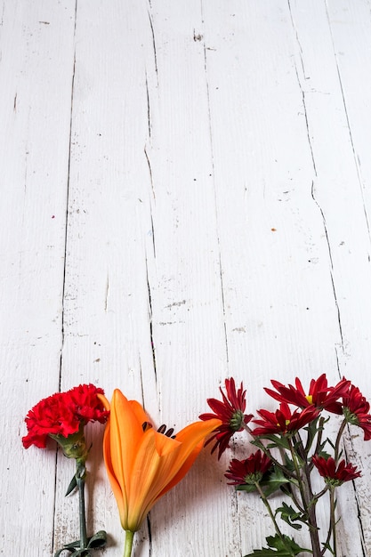 Floral pattern with several colorful flowers