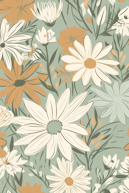 A floral pattern with white and orange flowers.