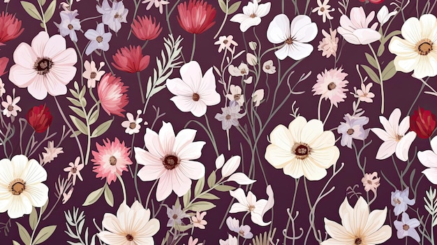 A floral pattern with a white and pink flowers.