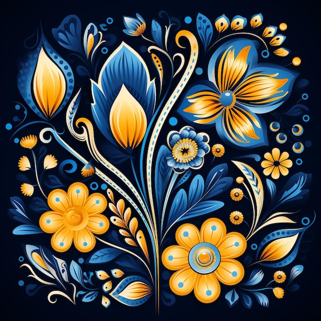 Floral pattern with yellow and blue colors