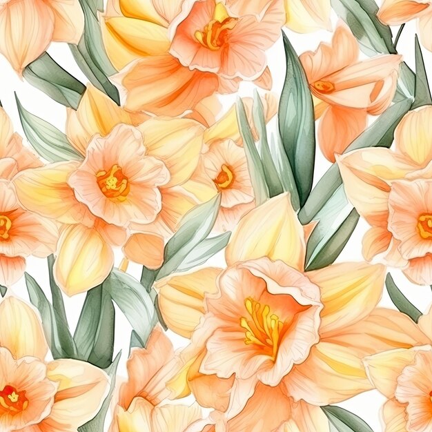 黄色とオレンジ色の花の花のパターン