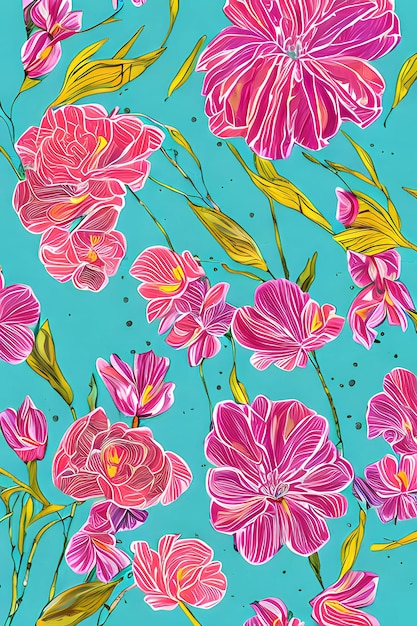 Photo floral patterns colorful background