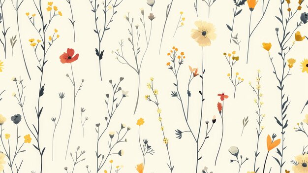 Photo floral patterns for wallpaper textiles fabrics plants and branches in bloom delicate spring stems illustration botanical print on endless background botanical print