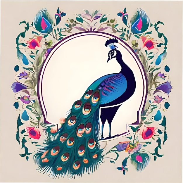 Floral Peacock Frame