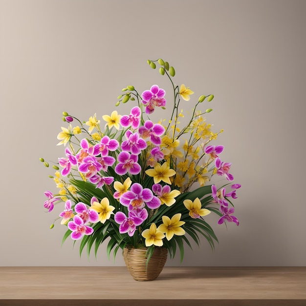 Photo floral pot realistic wallpaper design photo