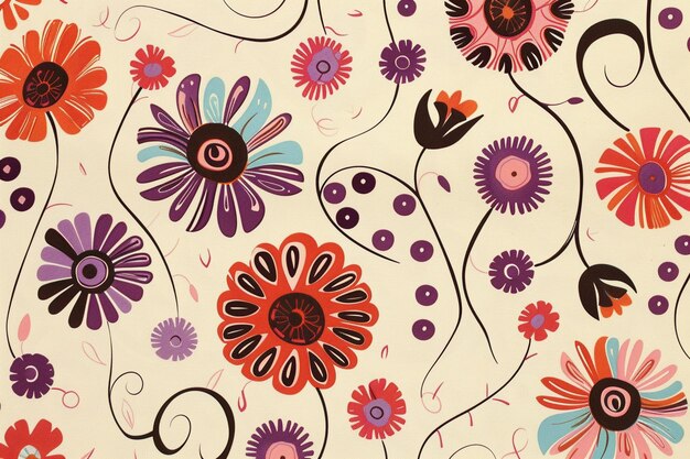 Floral retro wallpaper