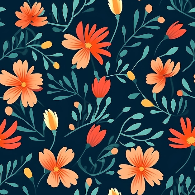 floral seamless flower pattern watercolor background generative by ai