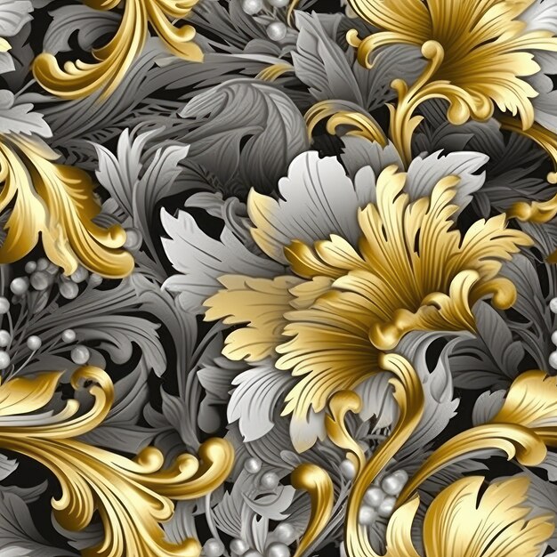 Stile barocco a disegno florale senza cuciture