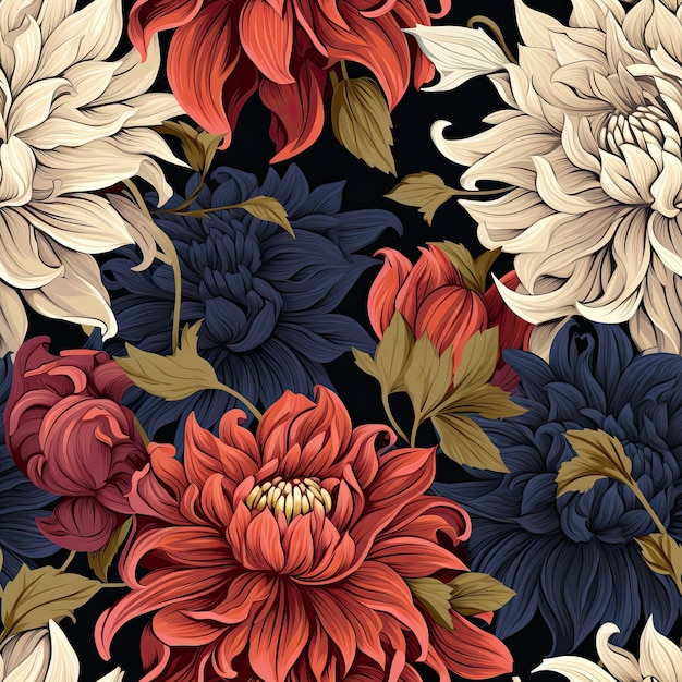デジタル印刷のための花のシームレスパターン