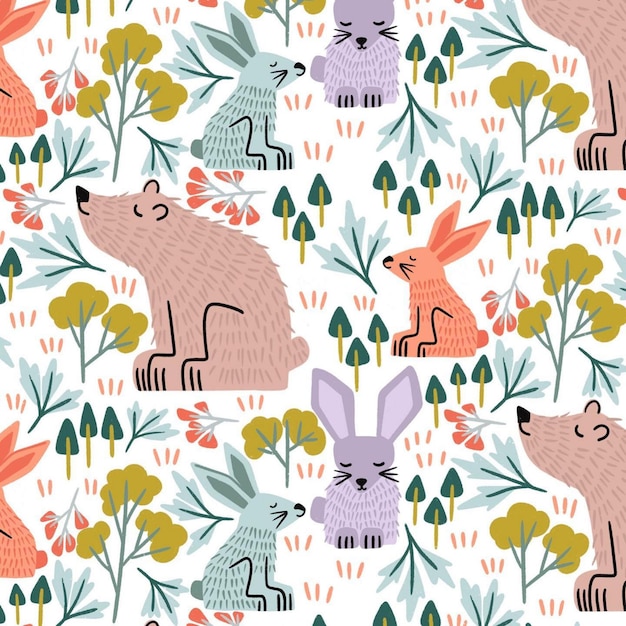 Floral seamless pattern nature design textile spring flower illustration