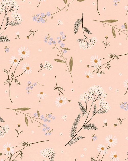 Photo floral seamless pattern nature design textile spring flower illustration