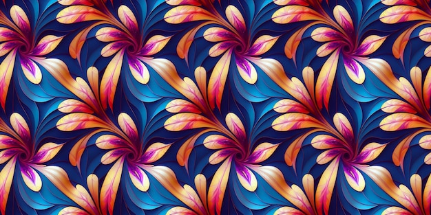 Floral seamless pattern rich colors colorful petals and leaves background