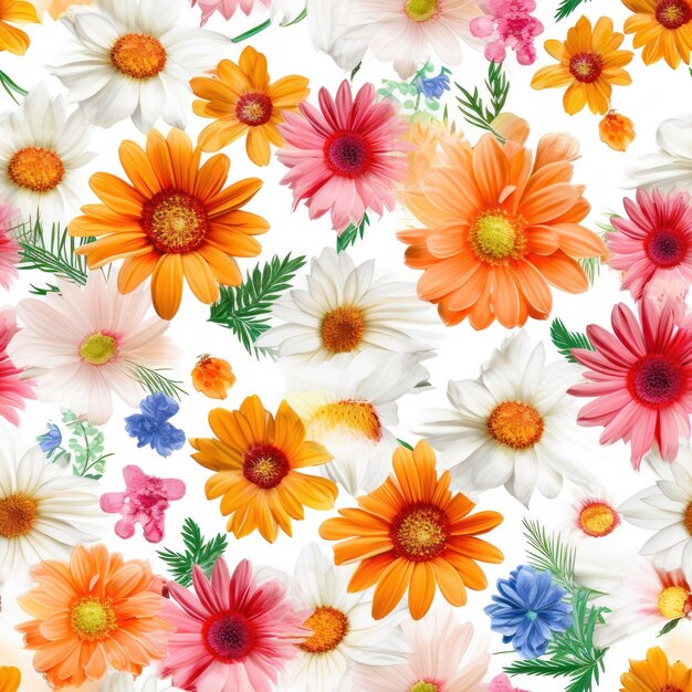 Floral seamless pattern tiles rose sunflower lilac flowers pattern