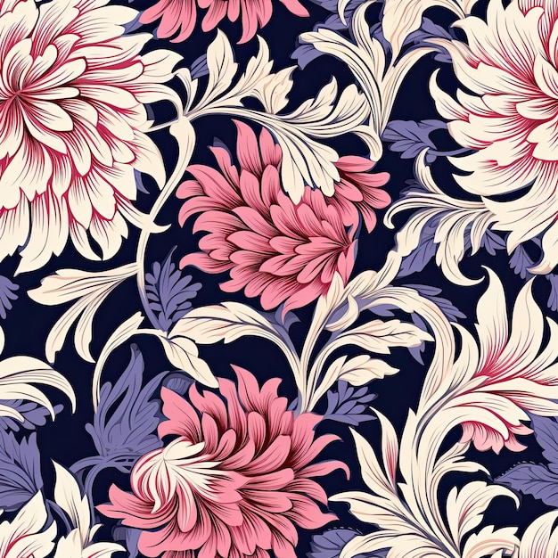 Floral Seamless pattern with grunge texture and double exposure for digital printing