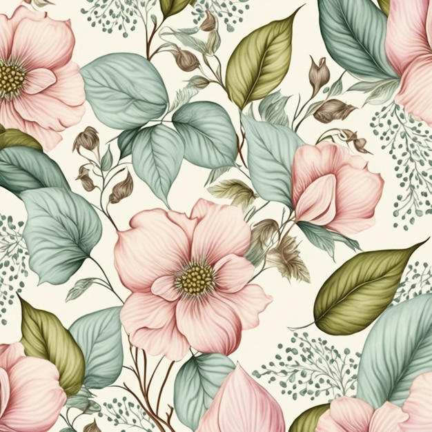 Photo floral seamless pattern