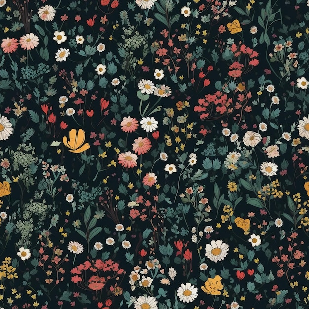 Floral seamless patterns design for paper fabric wallpaper Created with Generative AI technology