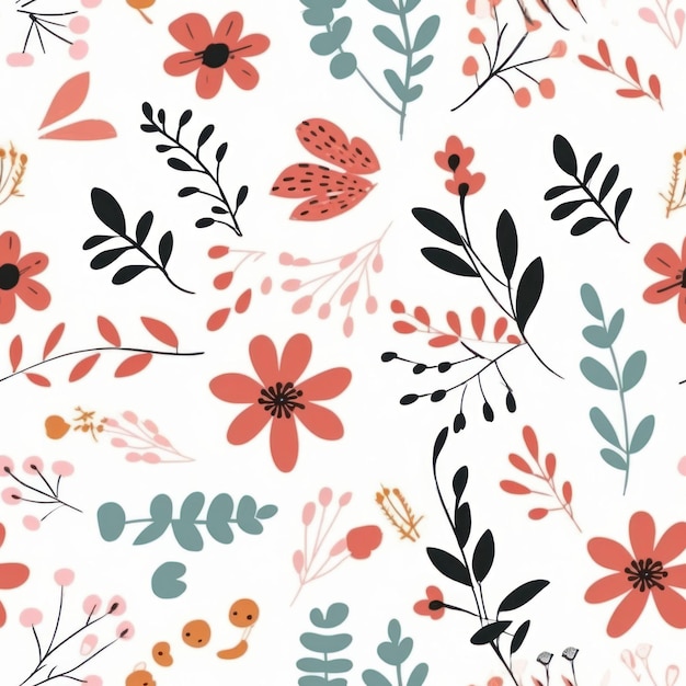Floral seamless patterns design for paper fabric wallpaper Created with Generative AI technology