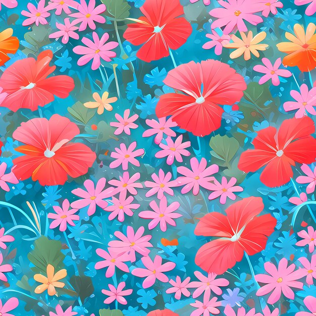 Floral Seamless Repeat Pattern Design Flowers for textile design fabric printing Generative AI