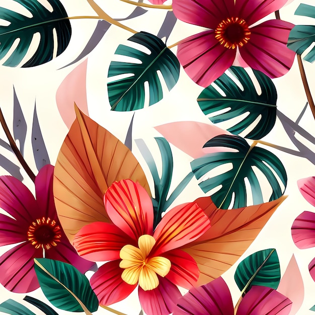 Цветочный бесшовный повторяющийся узор Цветы для текстильного дизайна Печать на ткани Генеративный AI