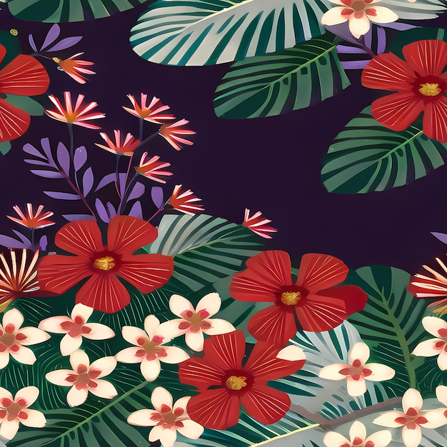 Цветочный бесшовный повторяющийся узор Цветы для текстильного дизайна Печать на ткани Генеративный AI