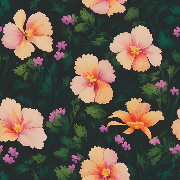 Floral Seamless Repeat Pattern Design Flowers for textile design fabric printing Generative AI