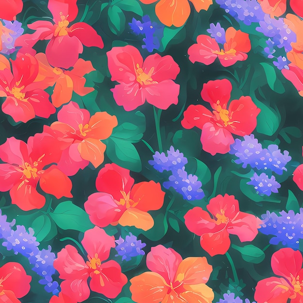 Floral Seamless Repeat Pattern Design Flowers for textile design fabric printing Generative AI